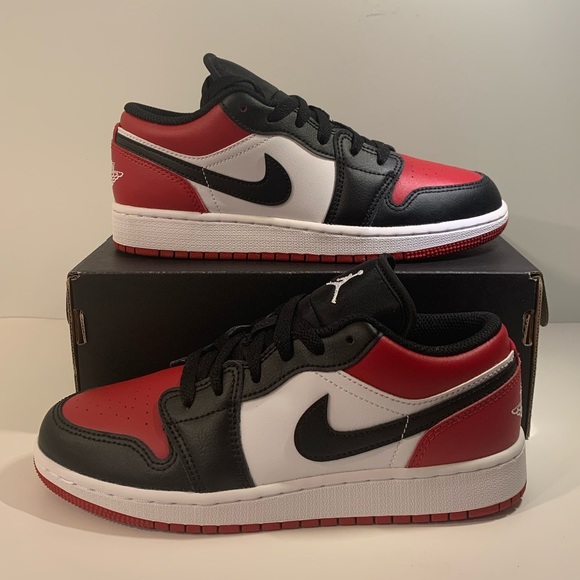 [BRAND NEW] AIR JORDAN 1 LOW BRED TOE (2021) GRADE SCHOOL SHOES SIZE 4Y SNEAKERS - Picture 3 of 7